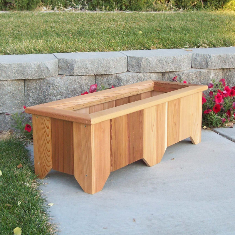 Cainsville Handmade Wood Planter Box, Cedar Stain, 13" H x 39" W x 15" D
