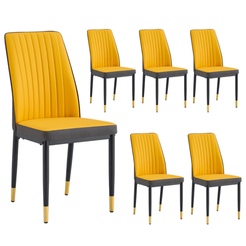Monaldo Modern smooth dining chairs, Black/Gold, 4, Gray/Yellow