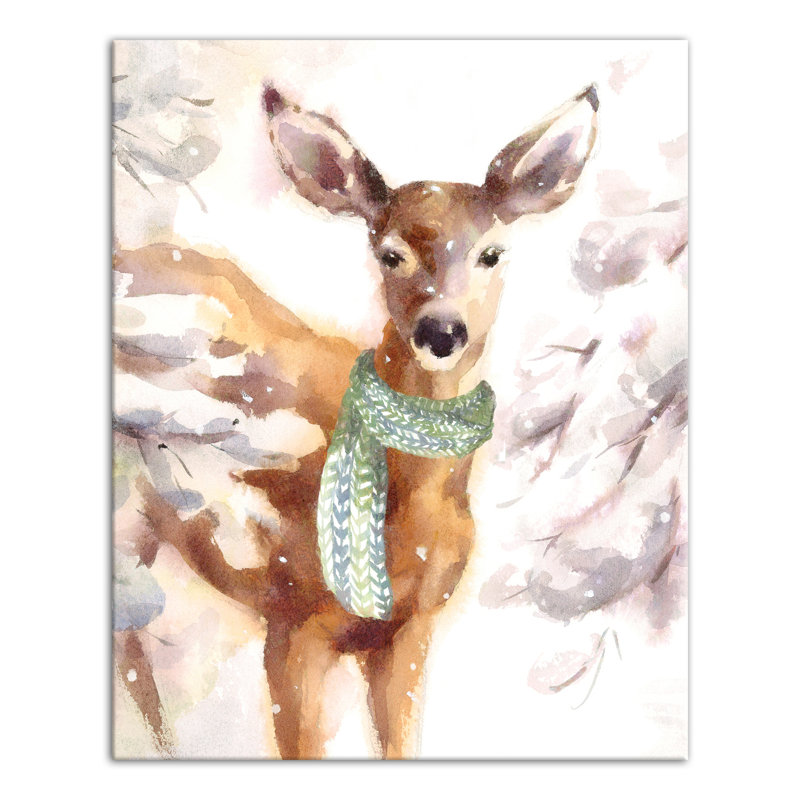 " Fawn Wearing A Green Scarf "