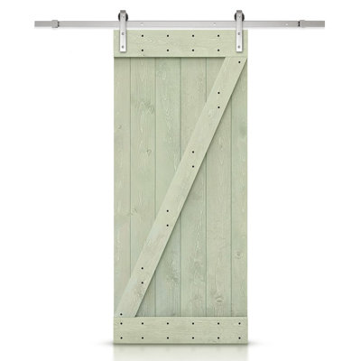 Porte de grange peinte à panneaux en bois et métal avec ensemble de quincaillerie d’installation