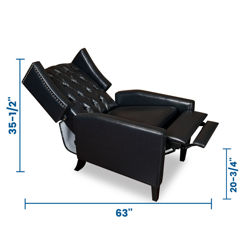 Davlat Recliner Chair, Leather Recliner Sofa with Soft High-Resilience Cushion, Living Room Chair, Black Faux Leather