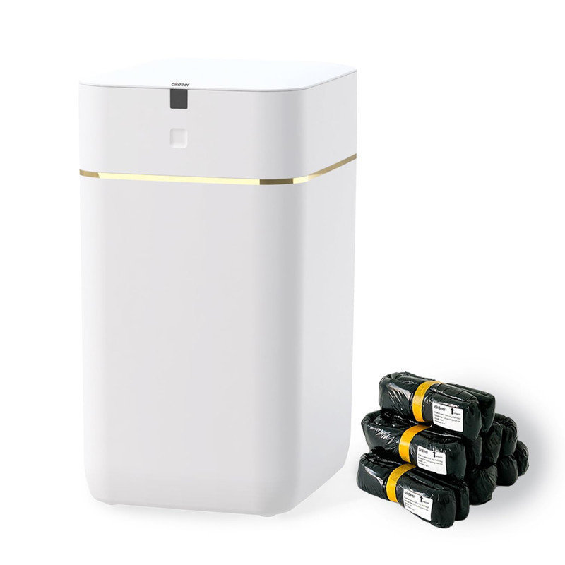 White and Gold 4-Gallon Motion Sensor Trash Can