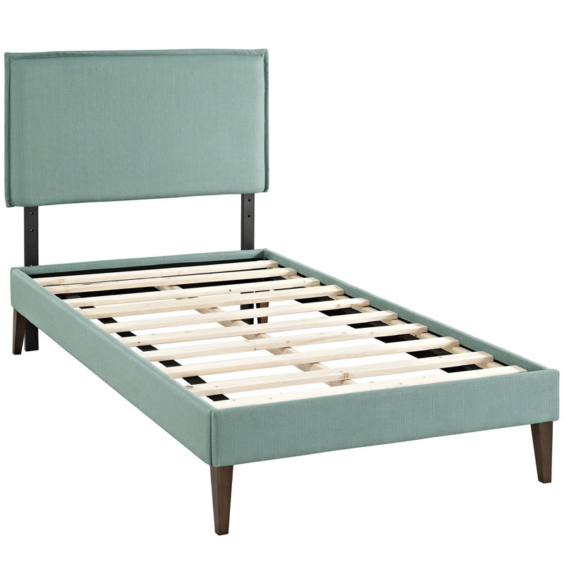Modway Camille Fabric Platform Bed with Squared Tapered Legs, Gray, Twin
