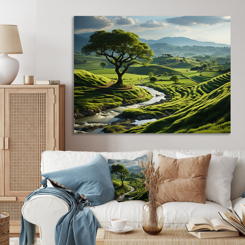 «Green Minimalisme Meadow II», impression d'art mural, Toile tendue, H 12 po x l 20 po x P 1 po