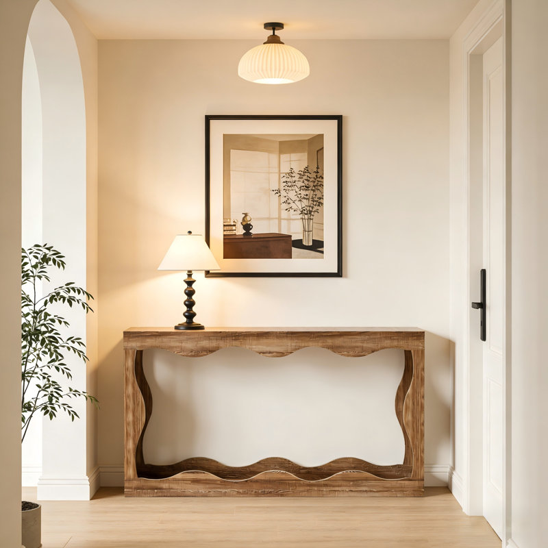 Console 63 pouces avec espace de rangement, Noyer