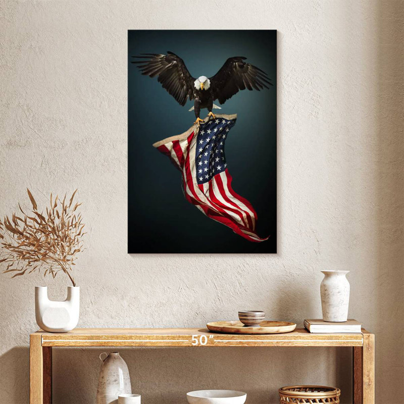Brampt Eagle With American Flag, 36" H x 24" W