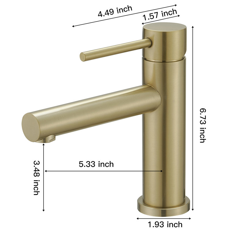  Lustre  Single-Hole Single-handle Bathroom Faucet with Drain Assembly, Brushed Gold