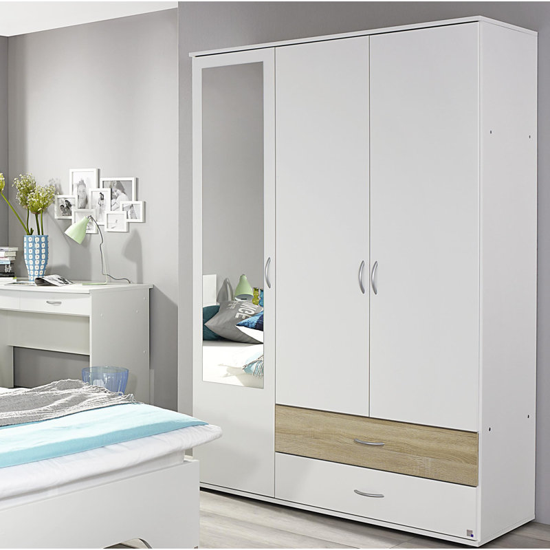Noosa Hinged Door Wardrobe, Alpine white and Sonoma oak