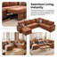 Canapé-lit modulaire Comerford avec lit escamotable, canapé modulaire en L avec rangement, canapé Cloud avec assise profonde, chenille, orange-885631421