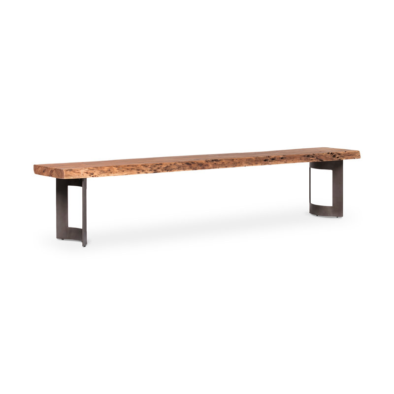 Burnell solid wood Bench, Brown/Black, 18" H x 108" W x 15" D