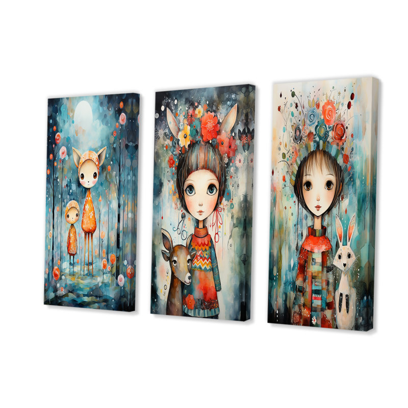 «Cute Children S Christmas Decor I», ensemble d'art mural sur toile, Toile tendue, H 40 po x l 60 po