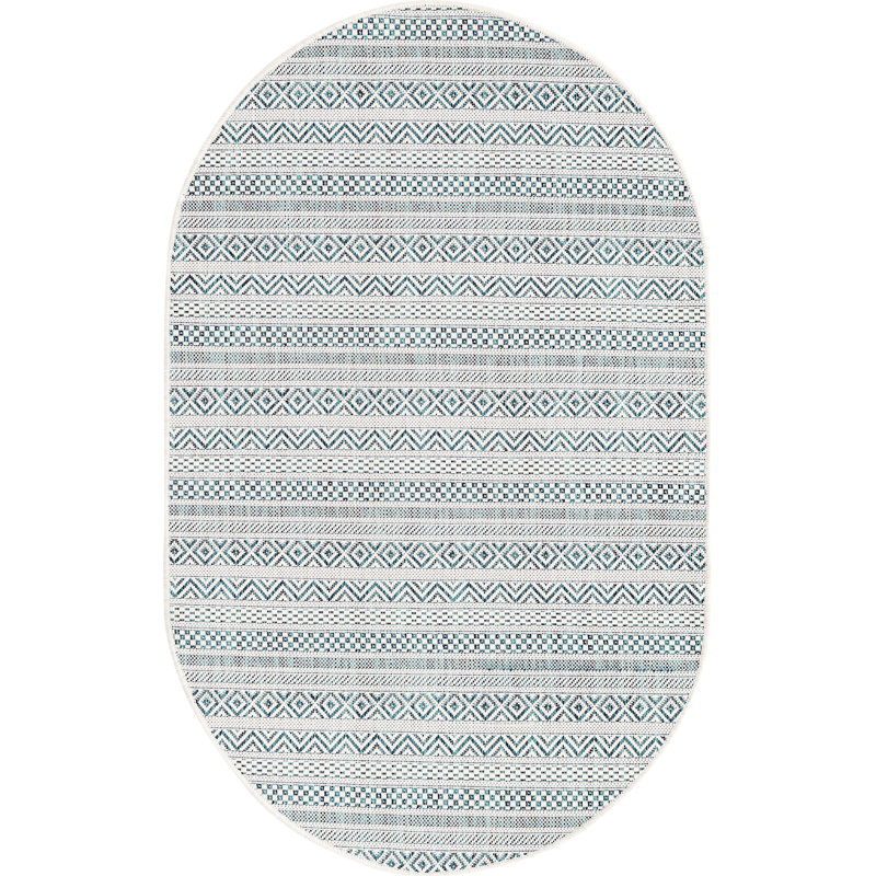 Tapis d'extérieur scintillant bleu clair, Ovale 5 pi 3 po x 7 pi 10 po