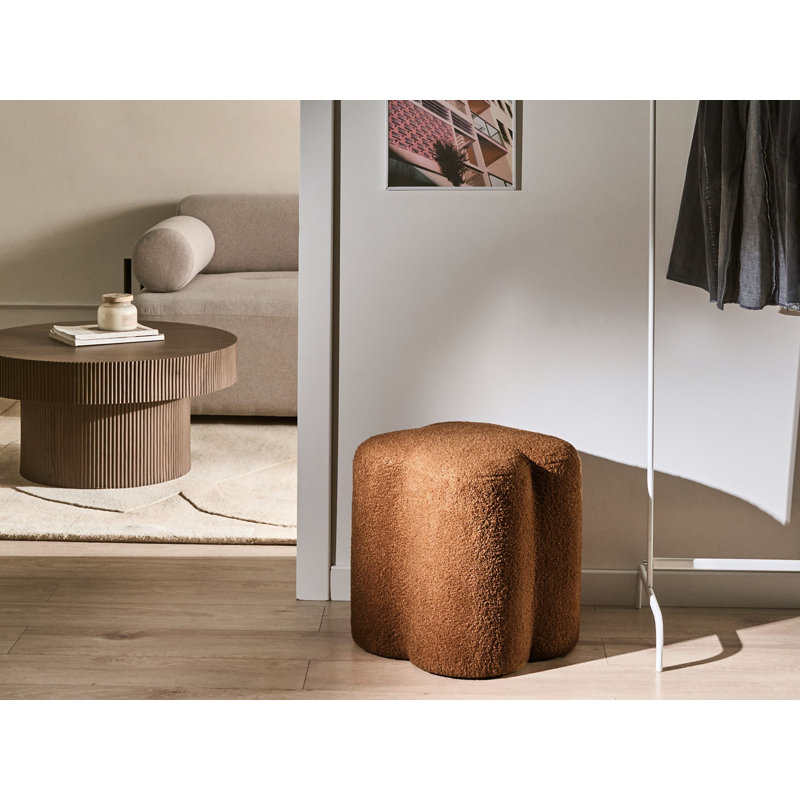 41cm Wide Irregular Solid Colour Pouffe Ottoman, Brown