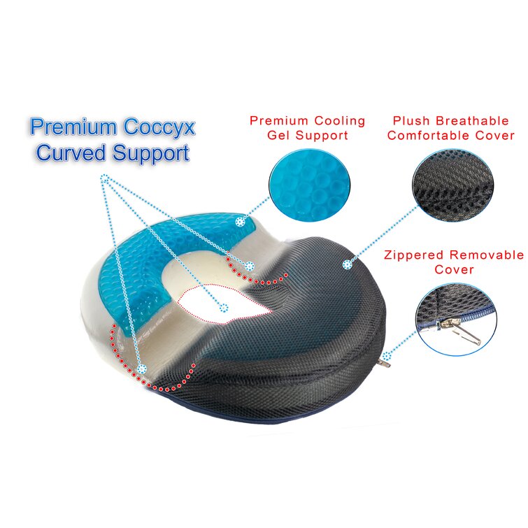 Orthopedic Donut Seat Gel Cushion w/ Infused Memory Foam & Cooling Gel for  Tailbone, Hemorrhoid, Sciatica & Prostate, Tailbone Pain Relief - Coccyx