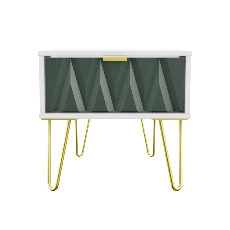 Fully Assembled Swanwyck 1 - Drawer Nightstand, Labrador Green / White