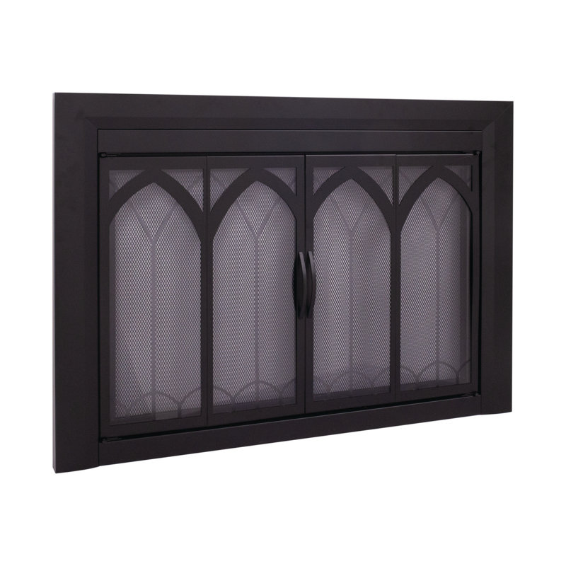 Portes de foyer en acier Destrie, H 28 po x l 37,5 po x P 1,85 po