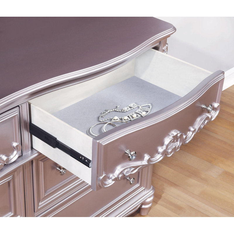 Commode double 6 tiroirs Iyana, Lilas métallique