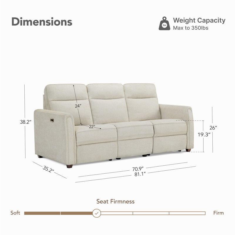 Zero Wall Power Reclining Sofa With USB & Type C