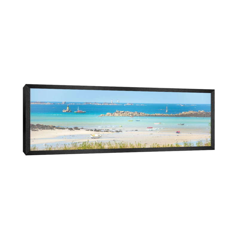 Porstall In Brittany by Philippe Manguin - Panoramic Print on Canvas, 40.64cm H x 121.92cm W x 3.81cm D, Black Floater Framed