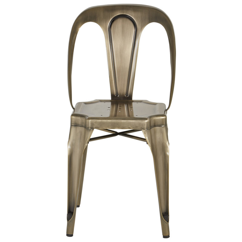 Canina 45cm H Metal Slat Back Stacking Side Chair, Brass