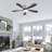 Whisper 52" 5-Solid Blade Classic Flush Mount Ceiling Fan with LED Light Kit and Remote Control，Nickel&Dark Gray-80009858