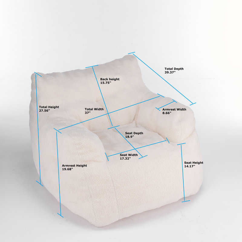 Medium Bean Bag Chair, Cream White Teddy