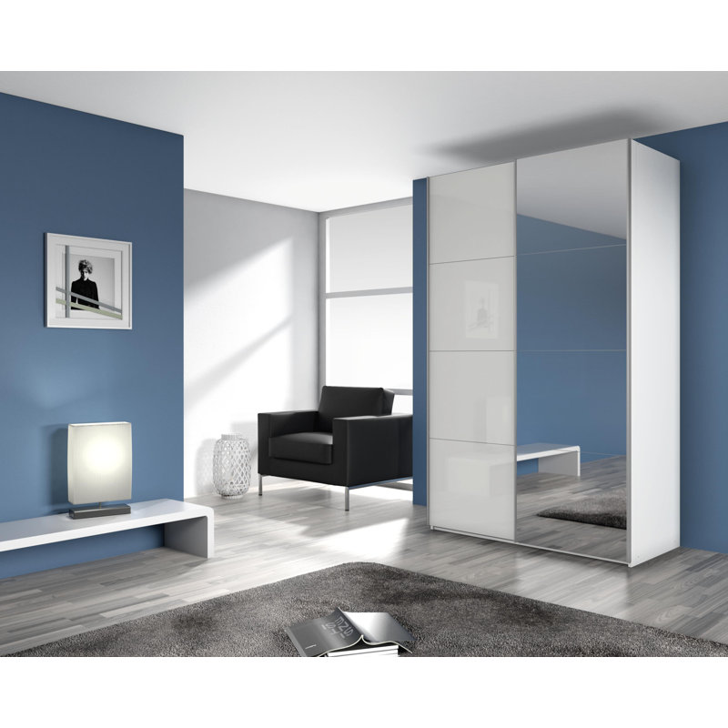Stuttgart 2 Hinged Door Wardrobe Mirror INCL. Delivery and Assembly, H210 x W136 x D62cm, Alpine White/Silk Grey