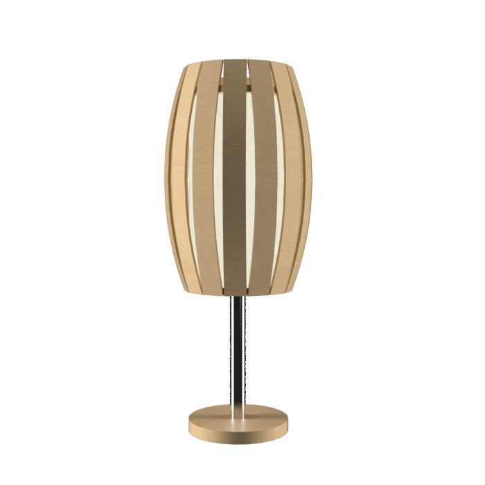 Contemporary Maple Wood Barrel Table Lamp in White