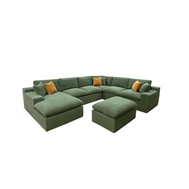 Jede Full Compressed Sectional, Dark Green Polyester Blend