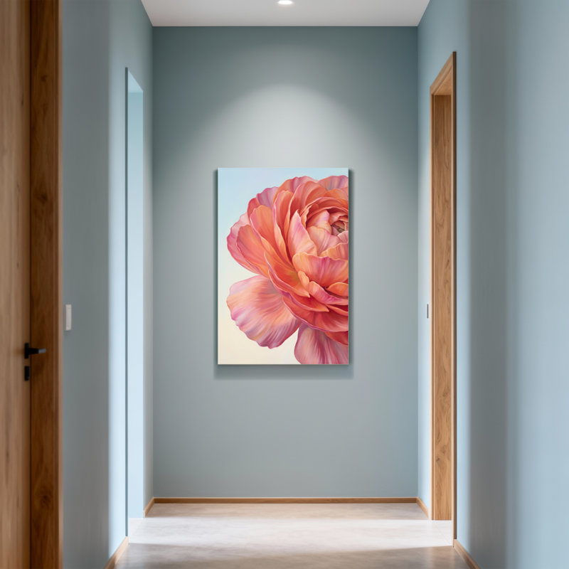 Plantes et fleurs, impression d'art floral rose sur toile, H 48 po x l 32 po