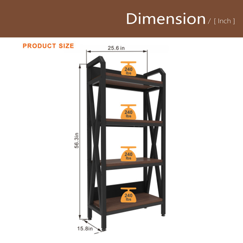 Étagère de rangement à 4 niveaux 56,30 po Bakers Rack
