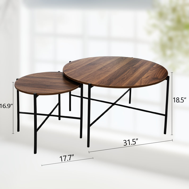 Monier 2-Piece Modern Round Nesting Coffee Table Set