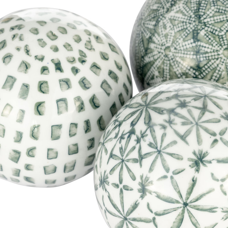 Élégants orbes peints en céramique pour la décoration intérieure - objet décoratif pour le salon, l'étagère ou le bureau - 4 po