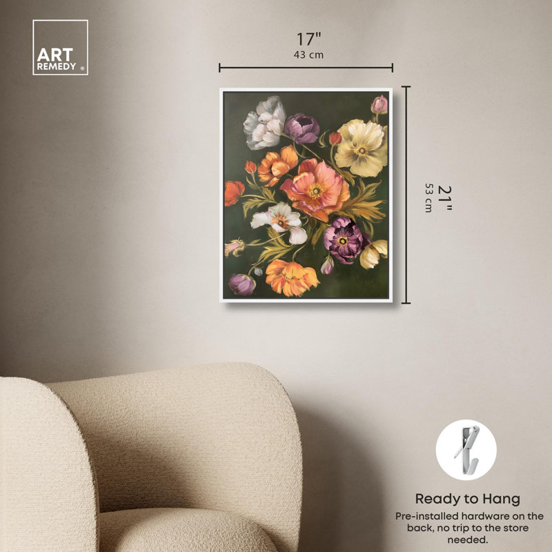 «Twilight Tulips II Spring» par Art Remedy, H 21 po x l 17 po, Cadre blanc