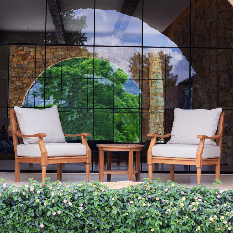 Livingston 2-Person Teak Outdoor Seating Group With Cushions
