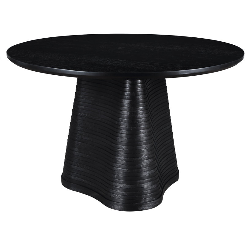Izahia 48" Solid Wood Pedestal Dining Table, Black
