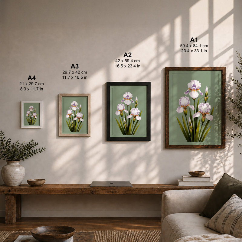 Ruffled Iris Study Botanical - Framed Print, A1 - 84.1 x 59.4 cm, Unframed