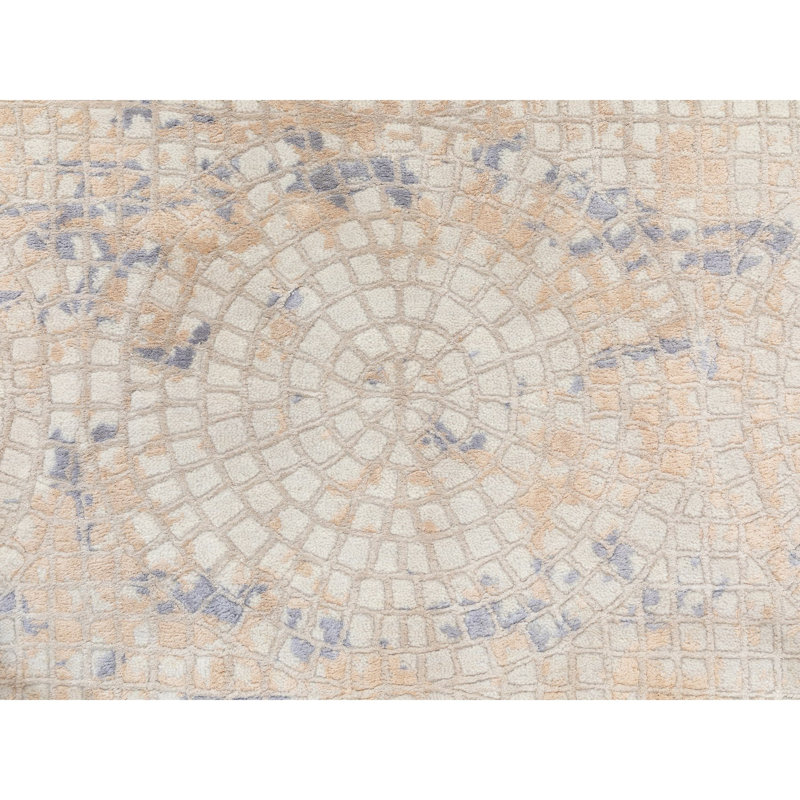 Tapis ivoire noué à la main de conception unique 3 pi x 5 pi nouvel âge Faydell