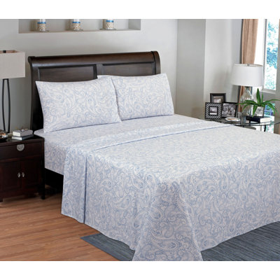 100% Cotton Percale Paisley Sheet Set