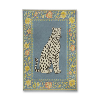 Tapis gris tissé à imprimé tigre Mosso