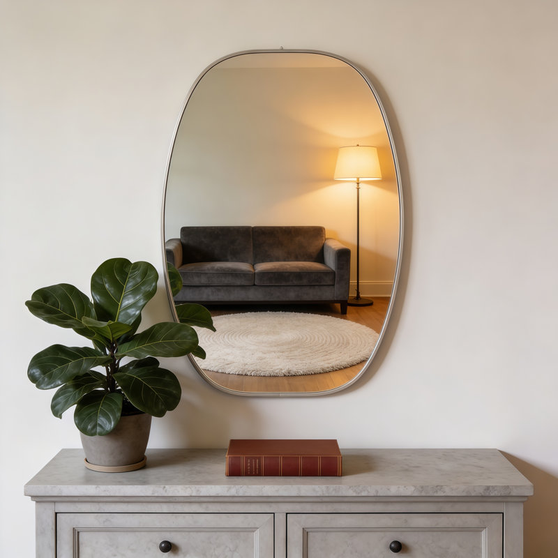 Miroir mural argenté, Silver, 36" x 24"