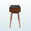 Élégante table de canapé Presto - Finition bois espresso avec tiroirs blancs, pieds fuselés et rangement moderne