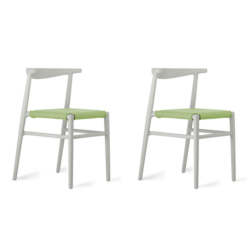 Joi Twenty Stackable Indoor-Outdoor Chair (Set of 2), Lime, Light Brown