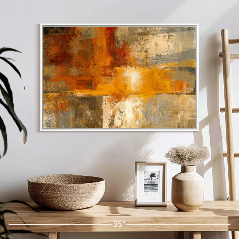 Argent et ambre, Cadre flottant blanc, 25 po x 17 po