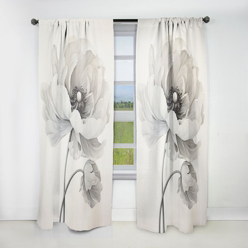 Vintage Ranunculus Dreams - Rideau traditionnel - Velours obscurcissant - 1 panneau, L 52 po x L 90 po