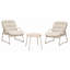 Ensemble de mobilier d'extérieur en osier 3 pièces, chaises d'appoint en fer avec table d'appoint, fauteuil de lecture ergonomique pour patio, piscine, plage et bureau, blanc cassé