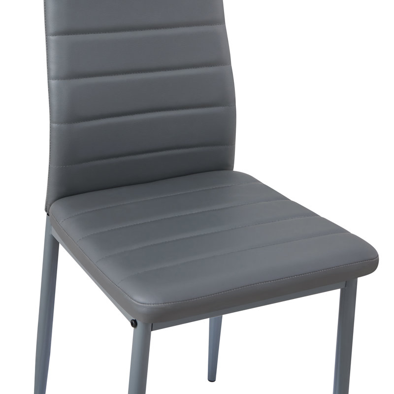 Adonia Upholstered Faux Leather High Back Dining Chairs, Grey, 2