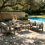 Ensemble de patio extérieur en teck Junco pour six personnes avec coussins et deux tables-930960647-930960651