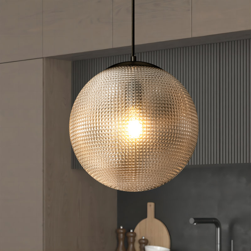 Luminaire suspendu en verre à intensité variable 1 lumière Menchaca, Clair