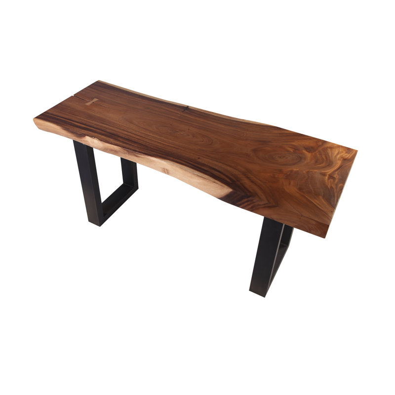 Solid Wood Top Metal Base Dining Table